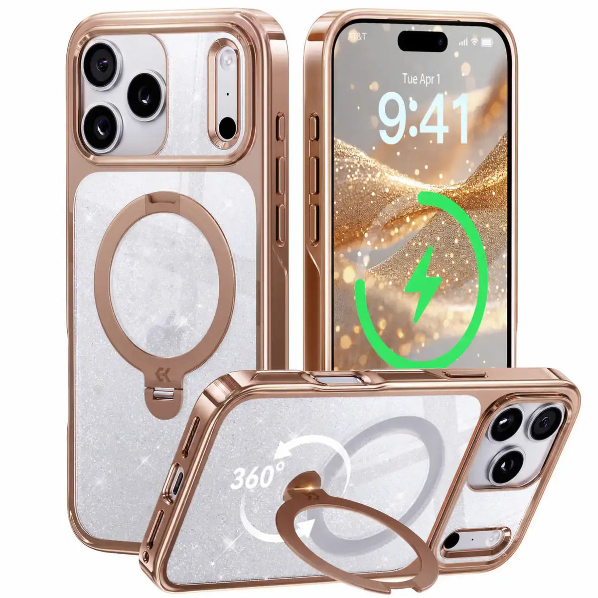 Sparkle Glitter MagSafe iPhone Case Built In Kickstand