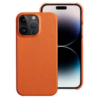 Premium Grain Leather Look iPhone Case Open Edge Design with Exposed Buttons