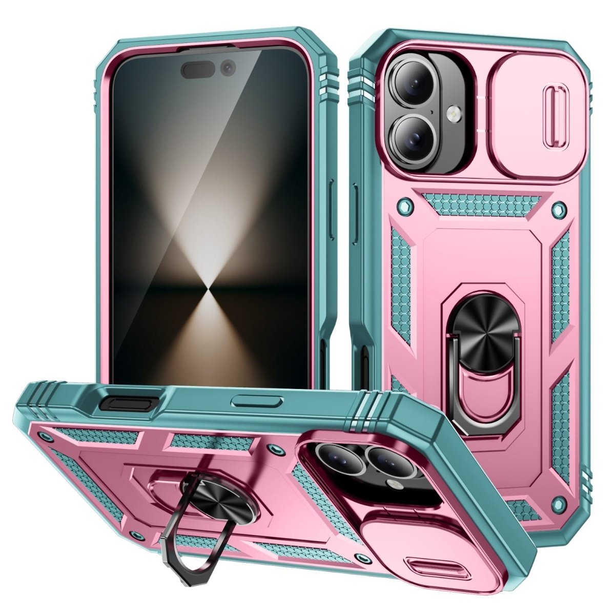 Heavy Duty iPhone Case Sliding Camera Cover Ring Stand