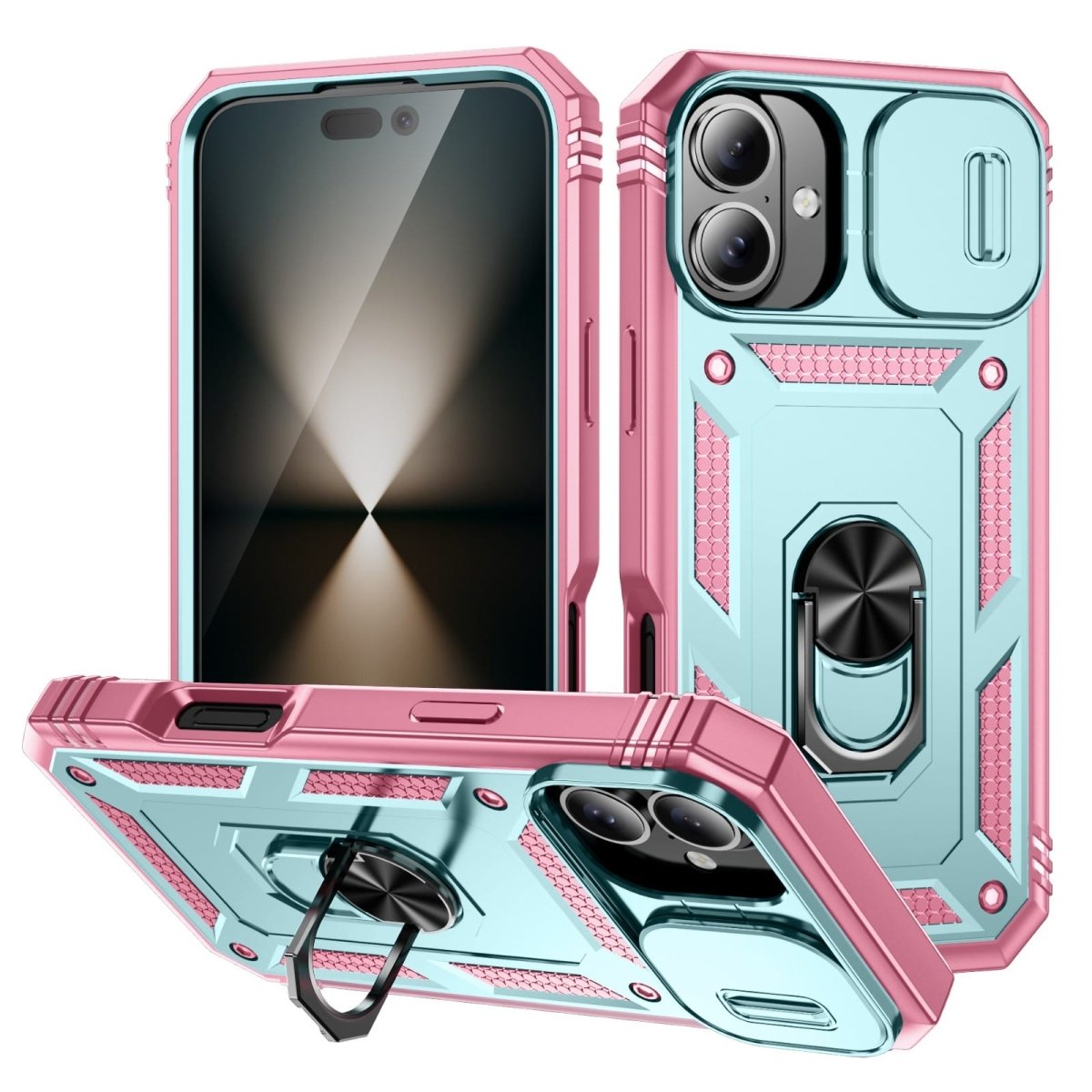 Heavy Duty iPhone Case Sliding Camera Cover Ring Stand