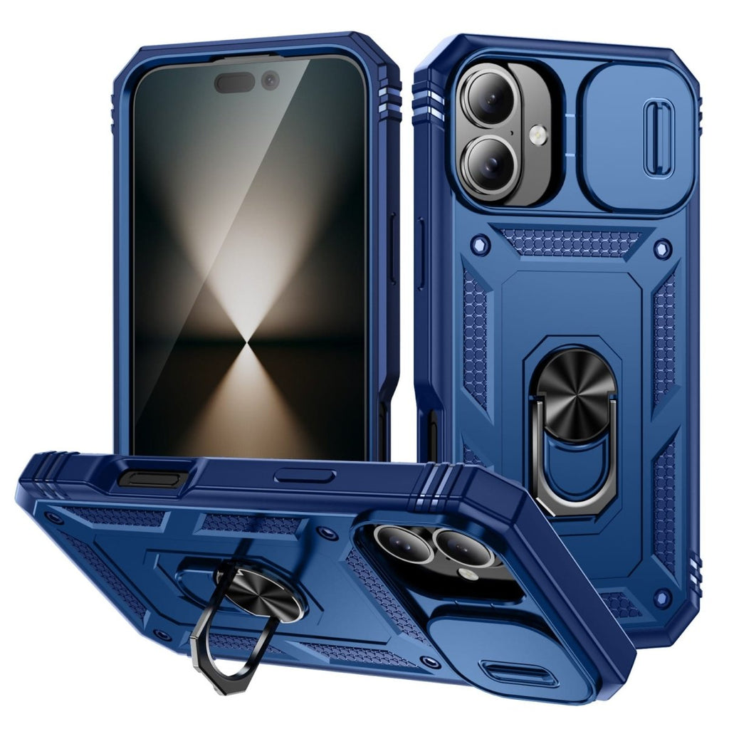 Heavy Duty iPhone Case Sliding Camera Cover Ring Stand