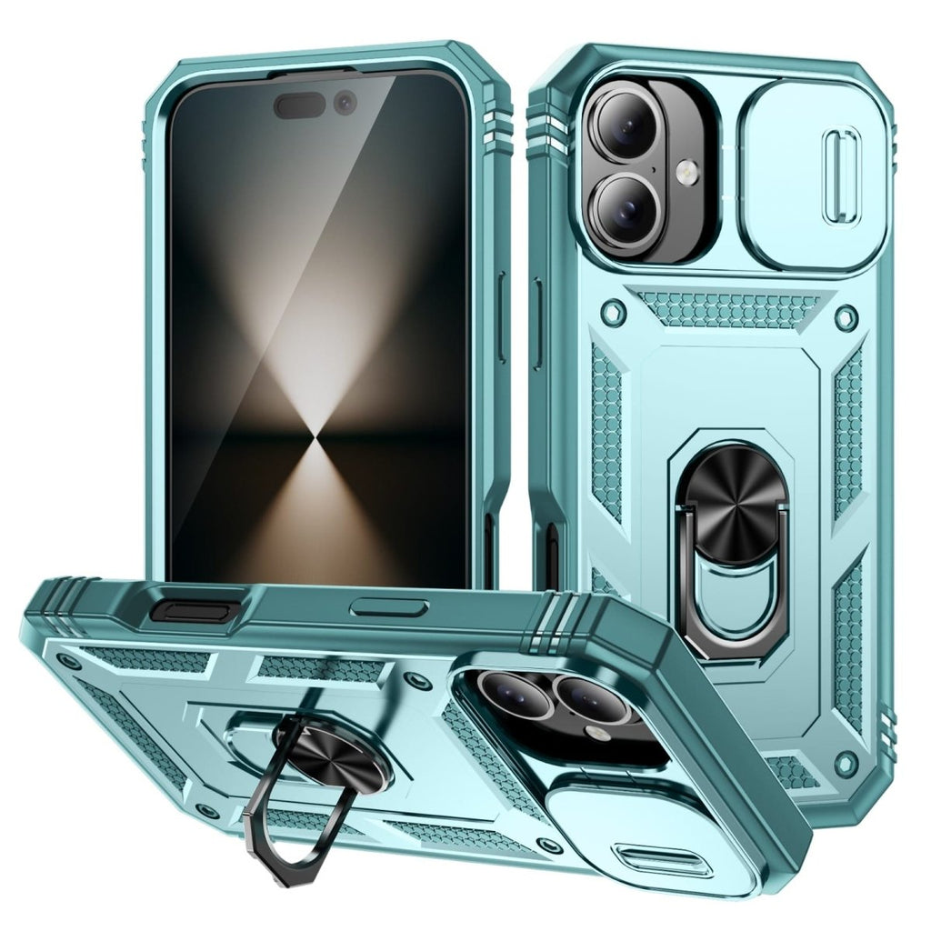 Heavy Duty iPhone Case Sliding Camera Cover Ring Stand
