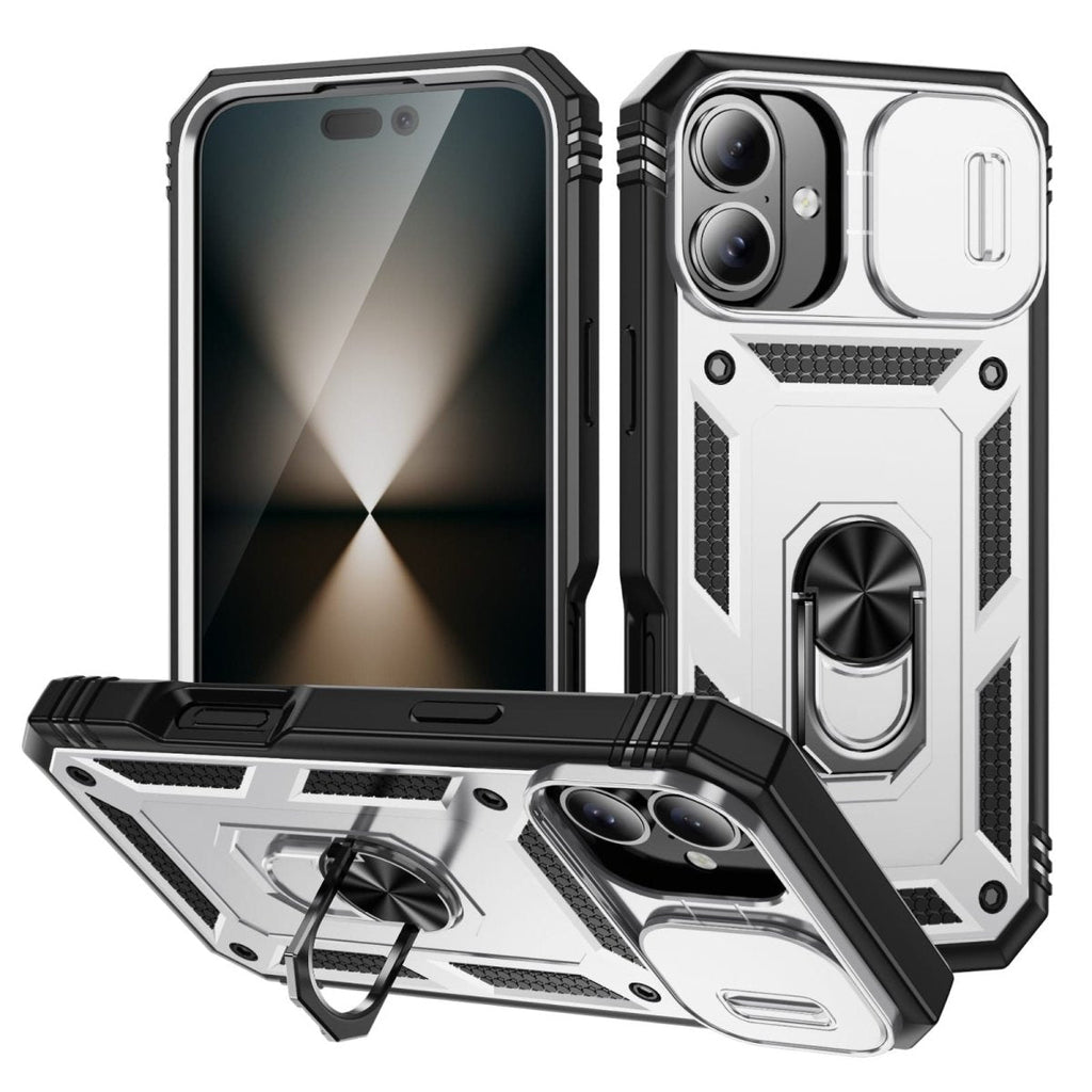 Heavy Duty iPhone Case Sliding Camera Cover Ring Stand