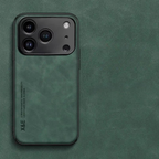 Suede Leather Texture MagSafe iPhone Case with Metal Style Camera Frame and Lens Guard