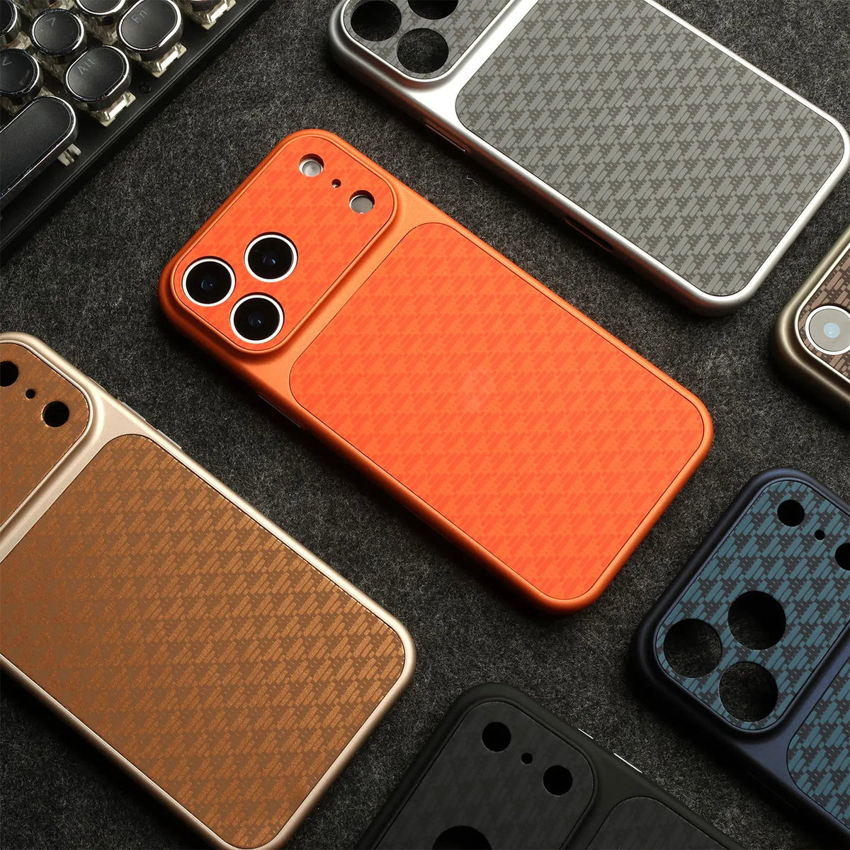 Geometric Pattern iPhone Case with Built In Camera Lens Cover and Raised Camera Frame