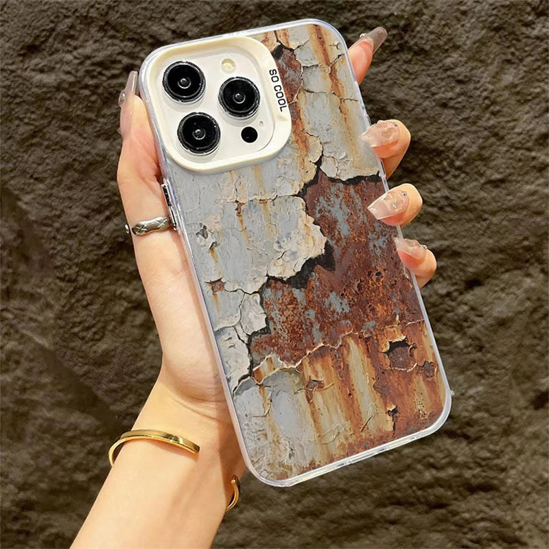 Rusty Peeling Paint iPhone Case with Metal Camera Lens Guard
