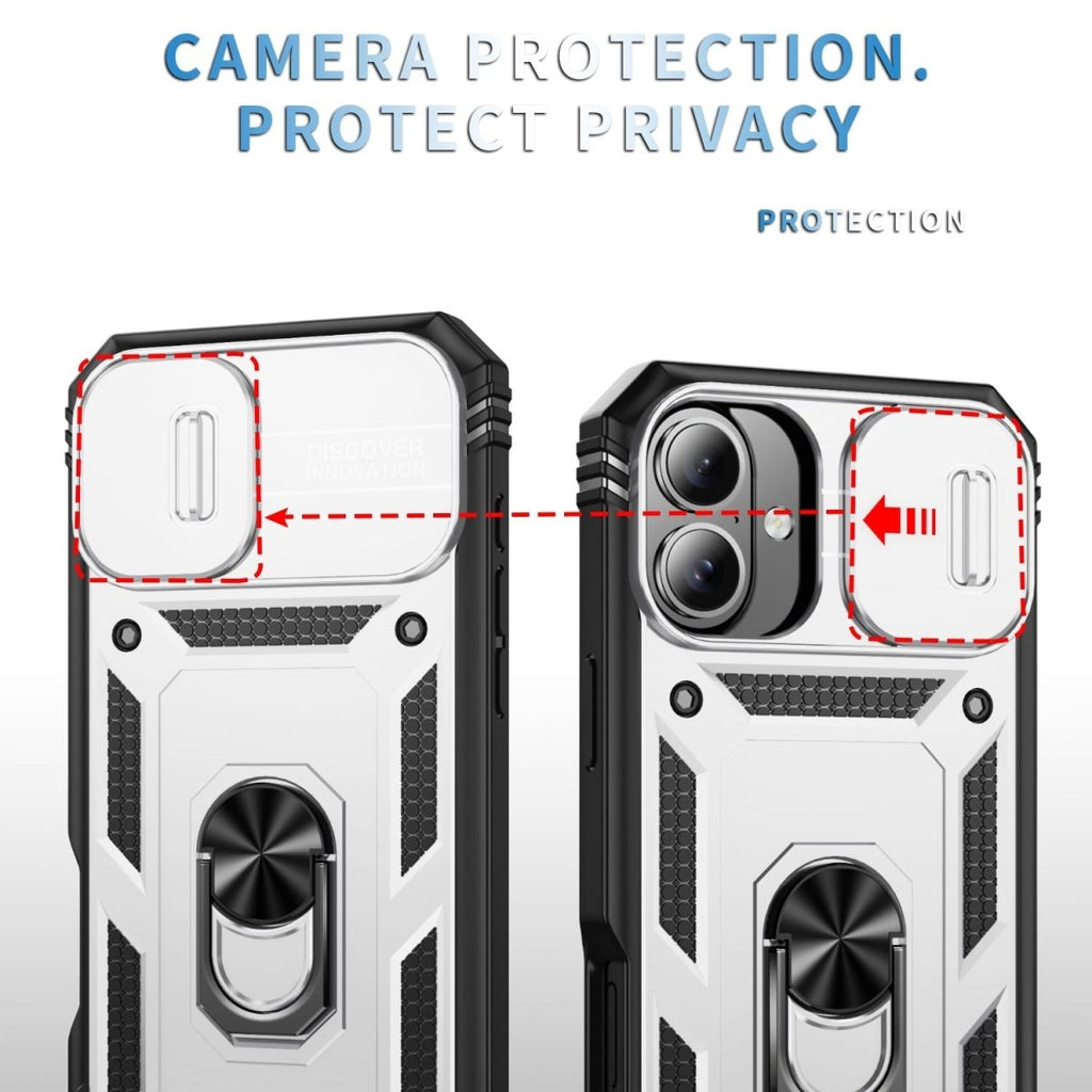 Heavy Duty iPhone Case Sliding Camera Cover Ring Stand