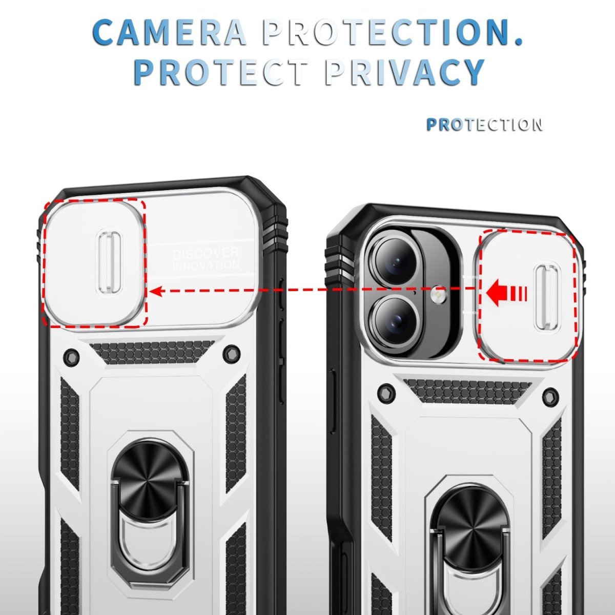 Heavy Duty iPhone Case Sliding Camera Cover Ring Stand