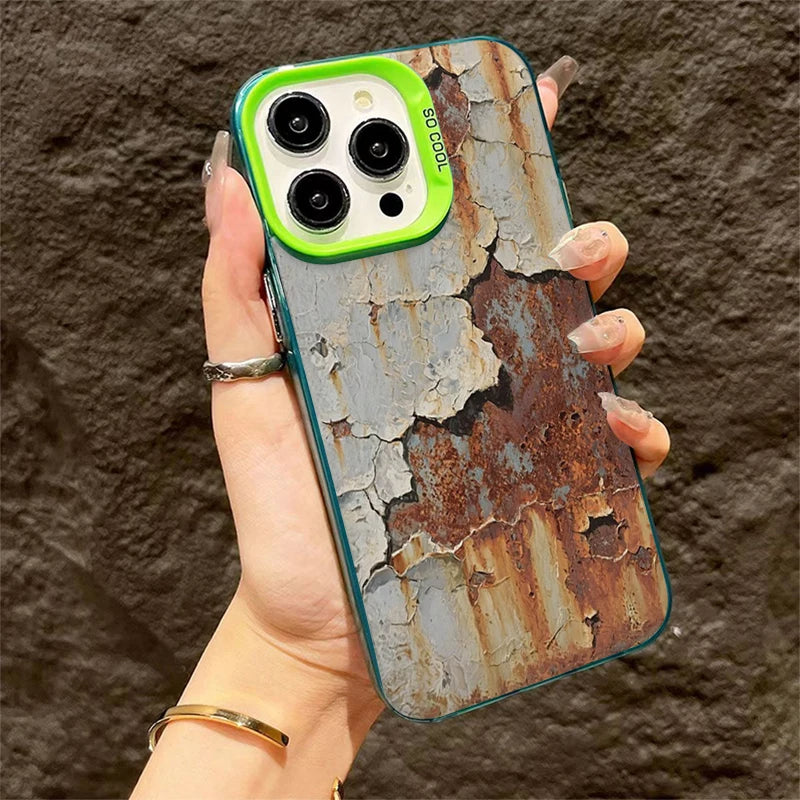 Rusty Peeling Paint iPhone Case with Metal Camera Lens Guard