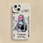 Mona Lisa Graffiti Art Portrait iPhone Case Soft Silicone with Raised Camera Frame and Lens Guard