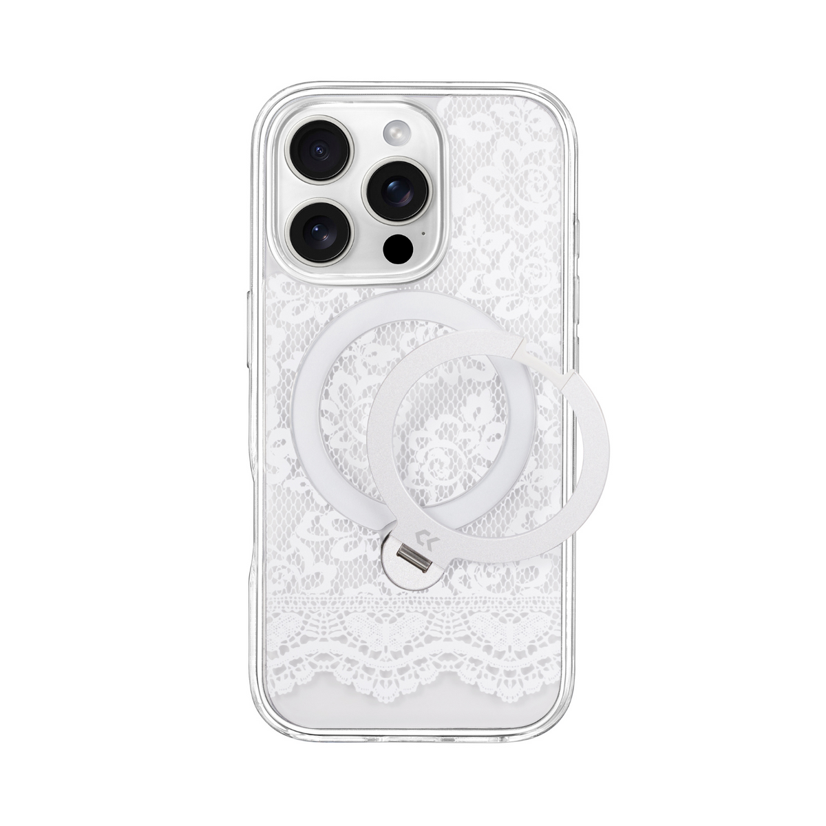 Lace Pattern MagSafe iPhone Case with Ring Stand