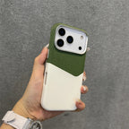Two Tone Hybrid iPhone Case Woven Textile Leather Panel Slim Protective Cover
