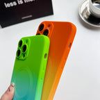 Gradient Ombre MagSafe iPhone Case Soft Silicone with Raised Camera Frame and Lens Guard