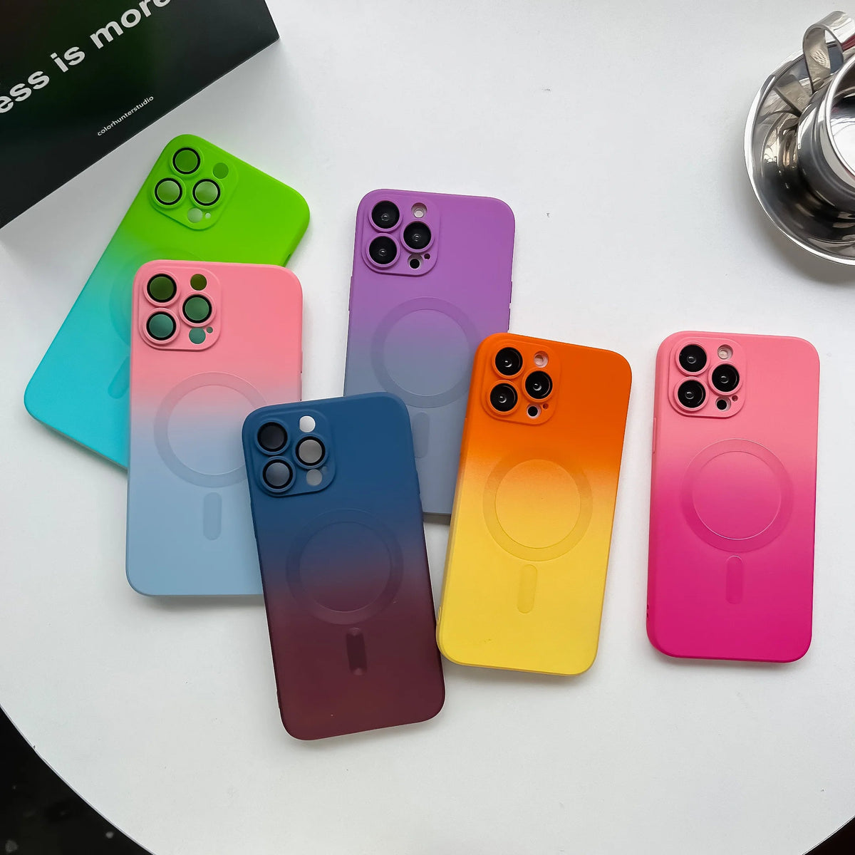 Gradient Ombre MagSafe iPhone Case Soft Silicone with Raised Camera Frame and Lens Guard