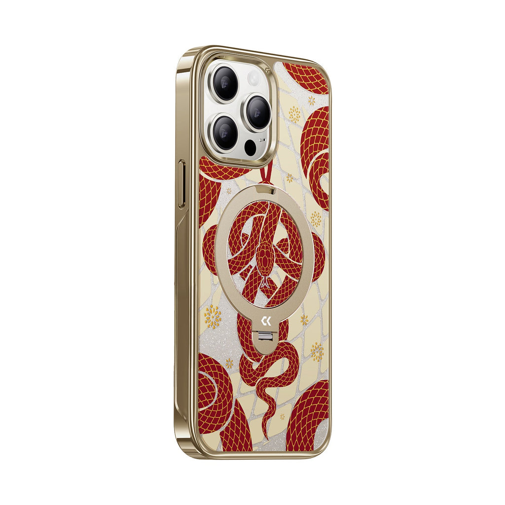 Snake Pattern MagSafe iPhone Case with Ring Stand