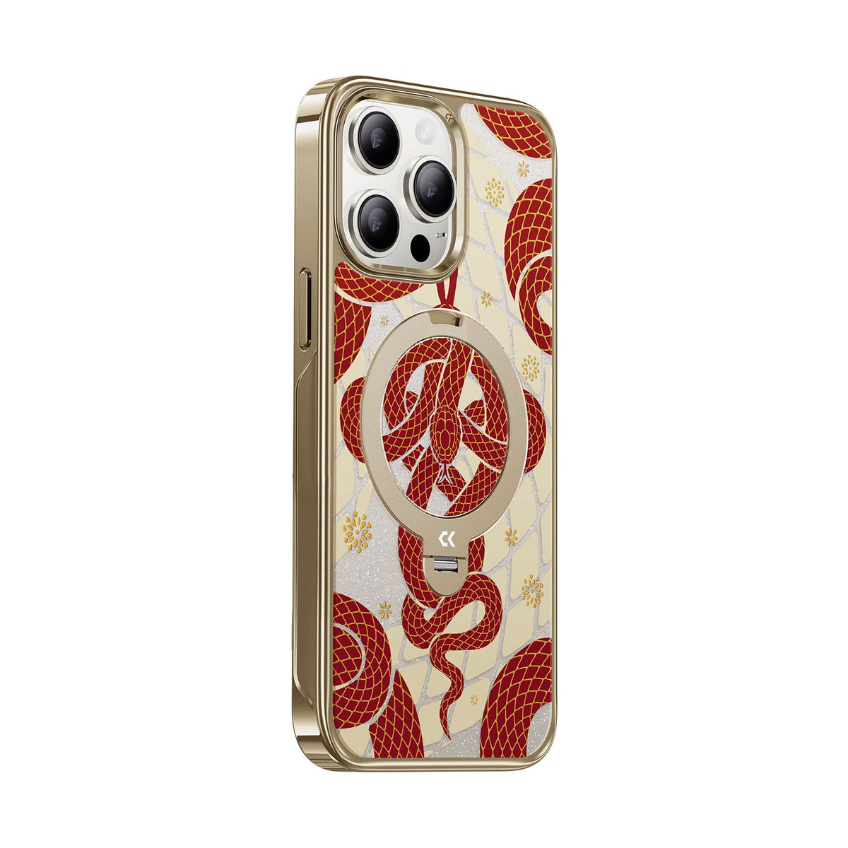 Snake Pattern MagSafe iPhone Case with Ring Stand