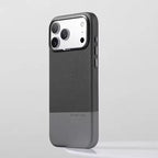 Two Tone Textured iPhone Case with Leather Panel and Metal Style Camera Frame