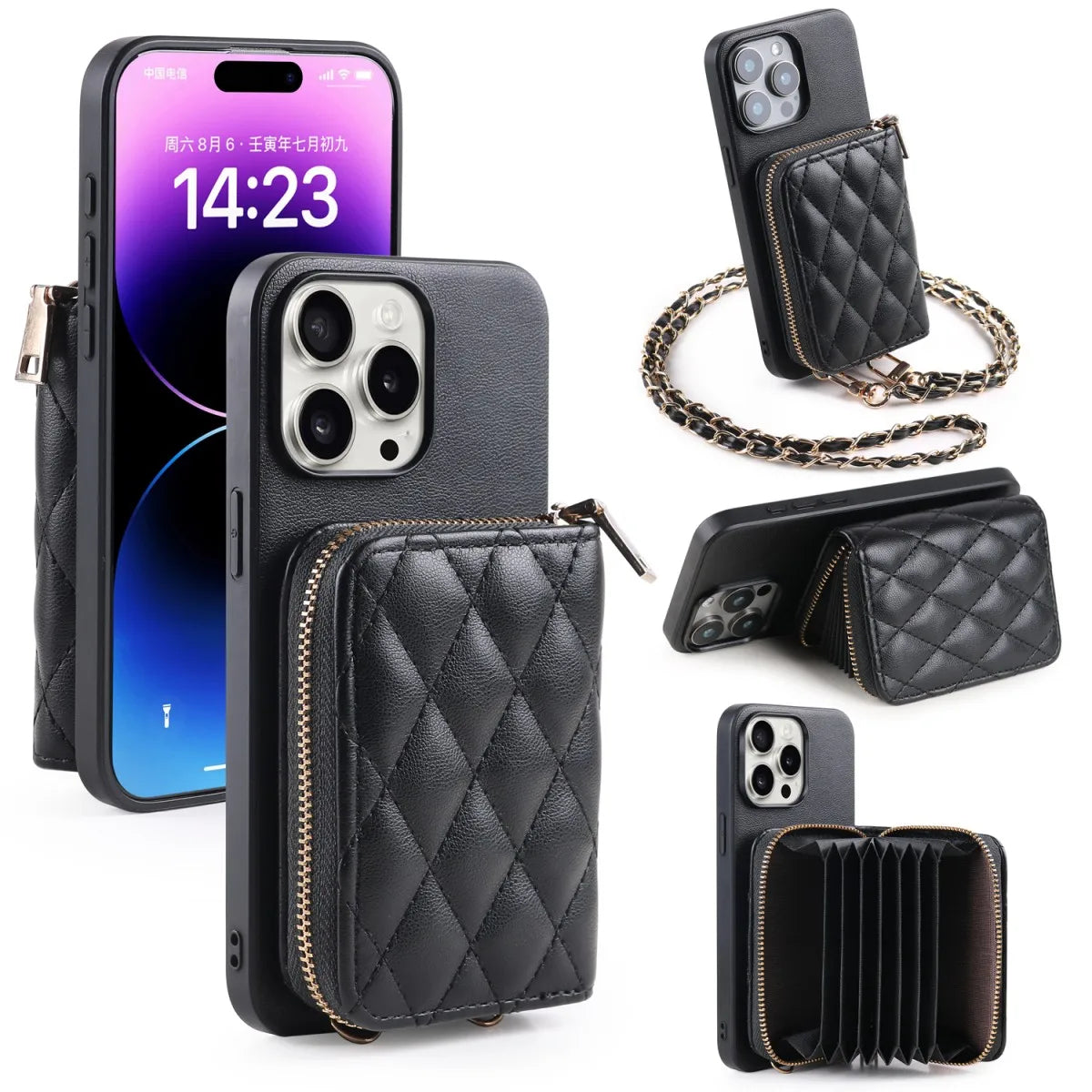 Zipper Wallet Crossbody iPhone Case