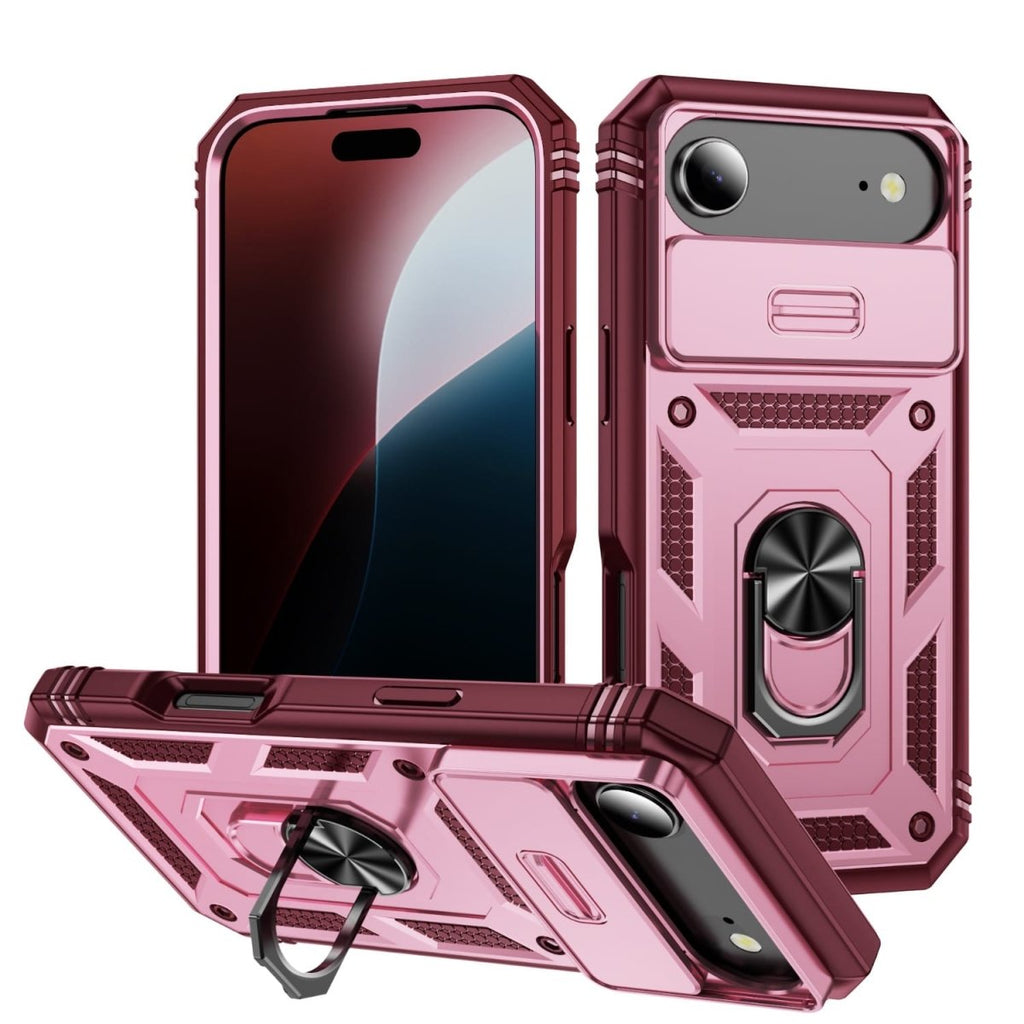 Heavy Duty iPhone Case Sliding Camera Cover Ring Stand