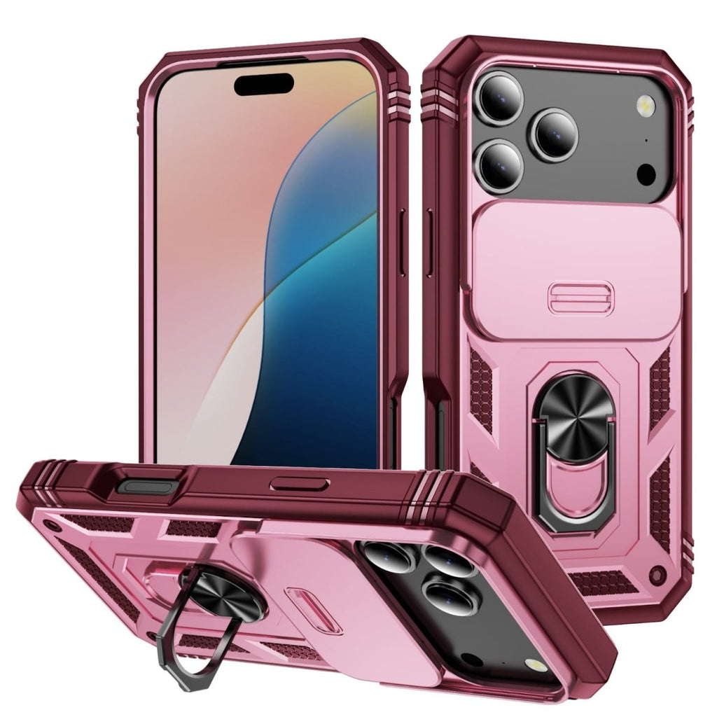 Heavy Duty iPhone Case Sliding Camera Cover Ring Stand