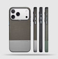 Two Tone Textured iPhone Case with Leather Panel and Metal Style Camera Frame