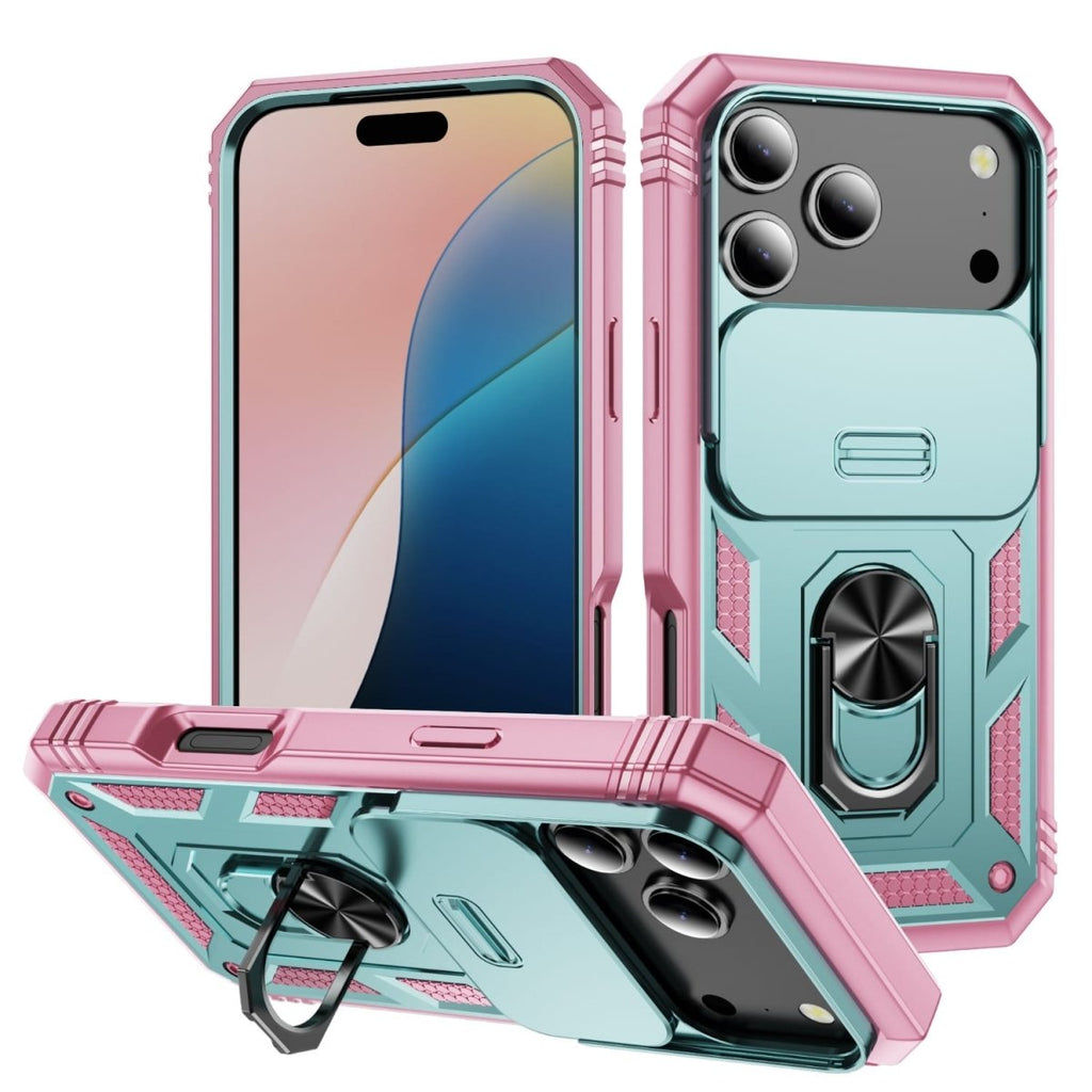 Heavy Duty iPhone Case Sliding Camera Cover Ring Stand