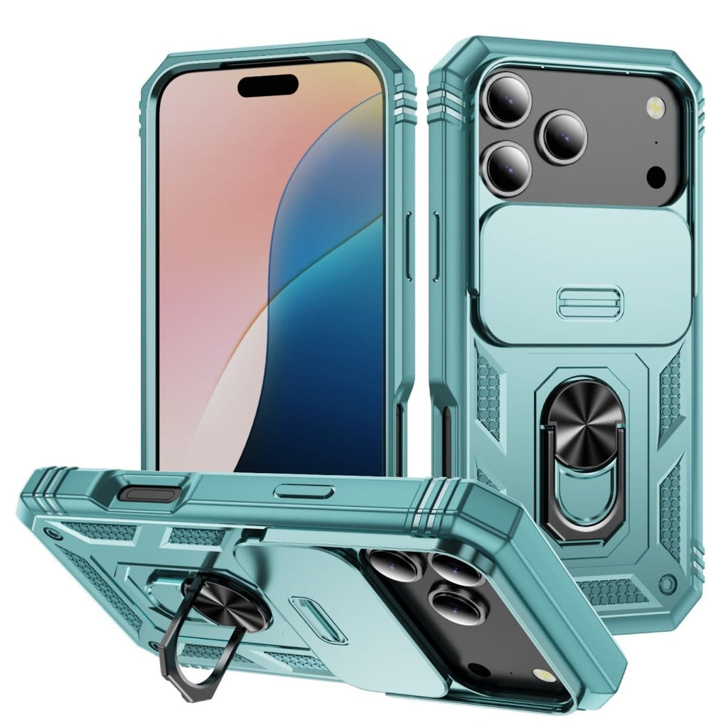 Heavy Duty iPhone Case Sliding Camera Cover Ring Stand