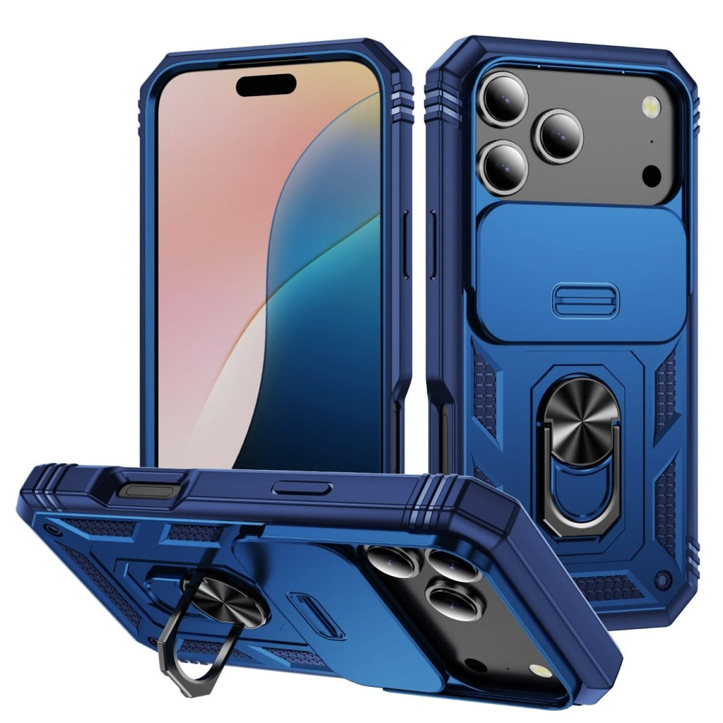 Heavy Duty iPhone Case Sliding Camera Cover Ring Stand