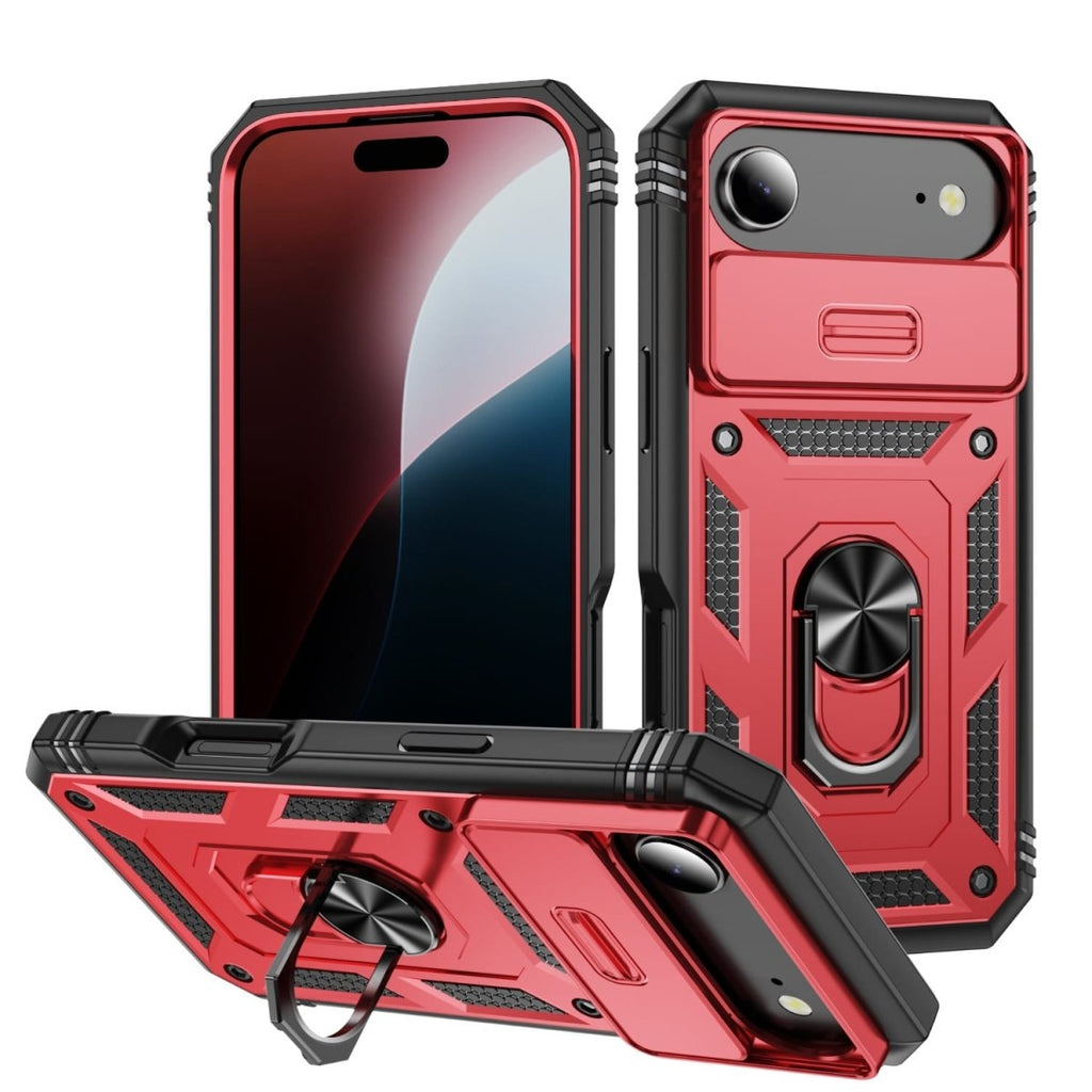 Heavy Duty iPhone Case Sliding Camera Cover Ring Stand