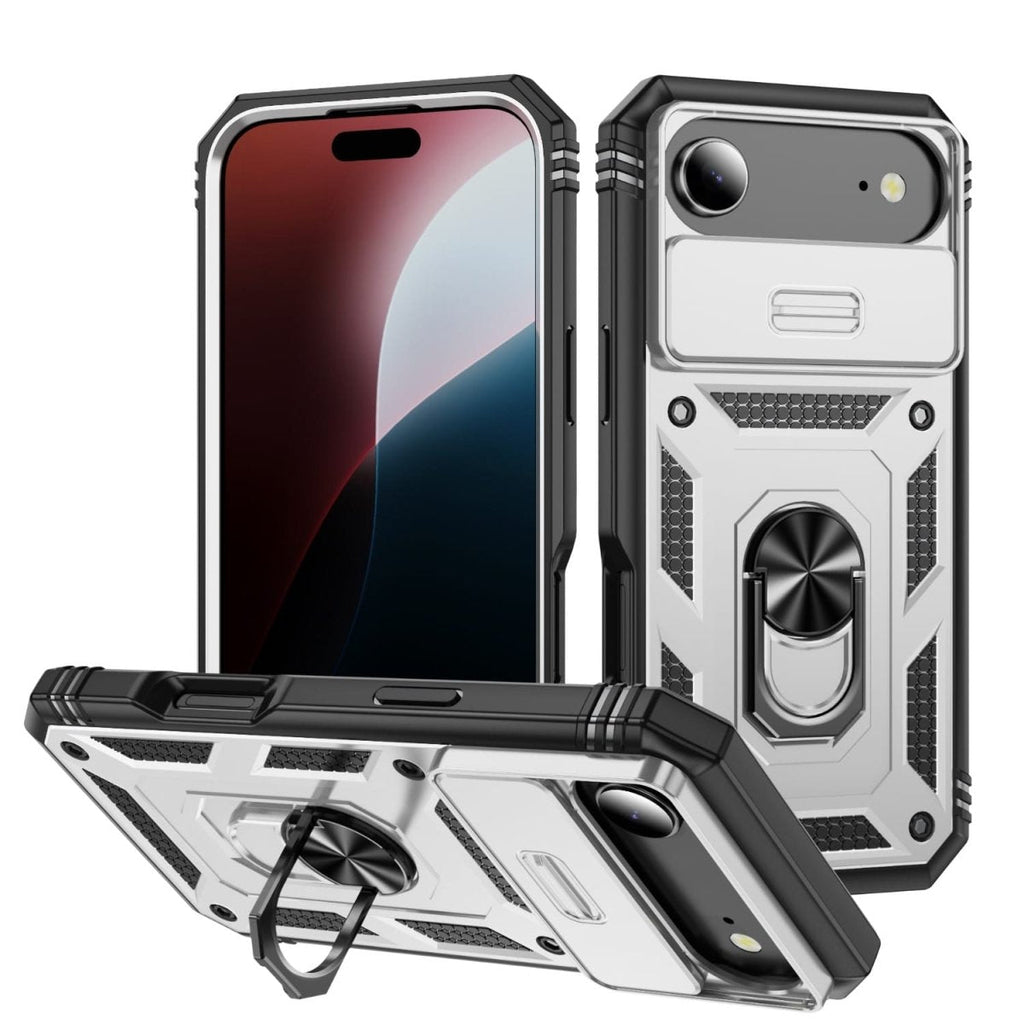 Heavy Duty iPhone Case Sliding Camera Cover Ring Stand