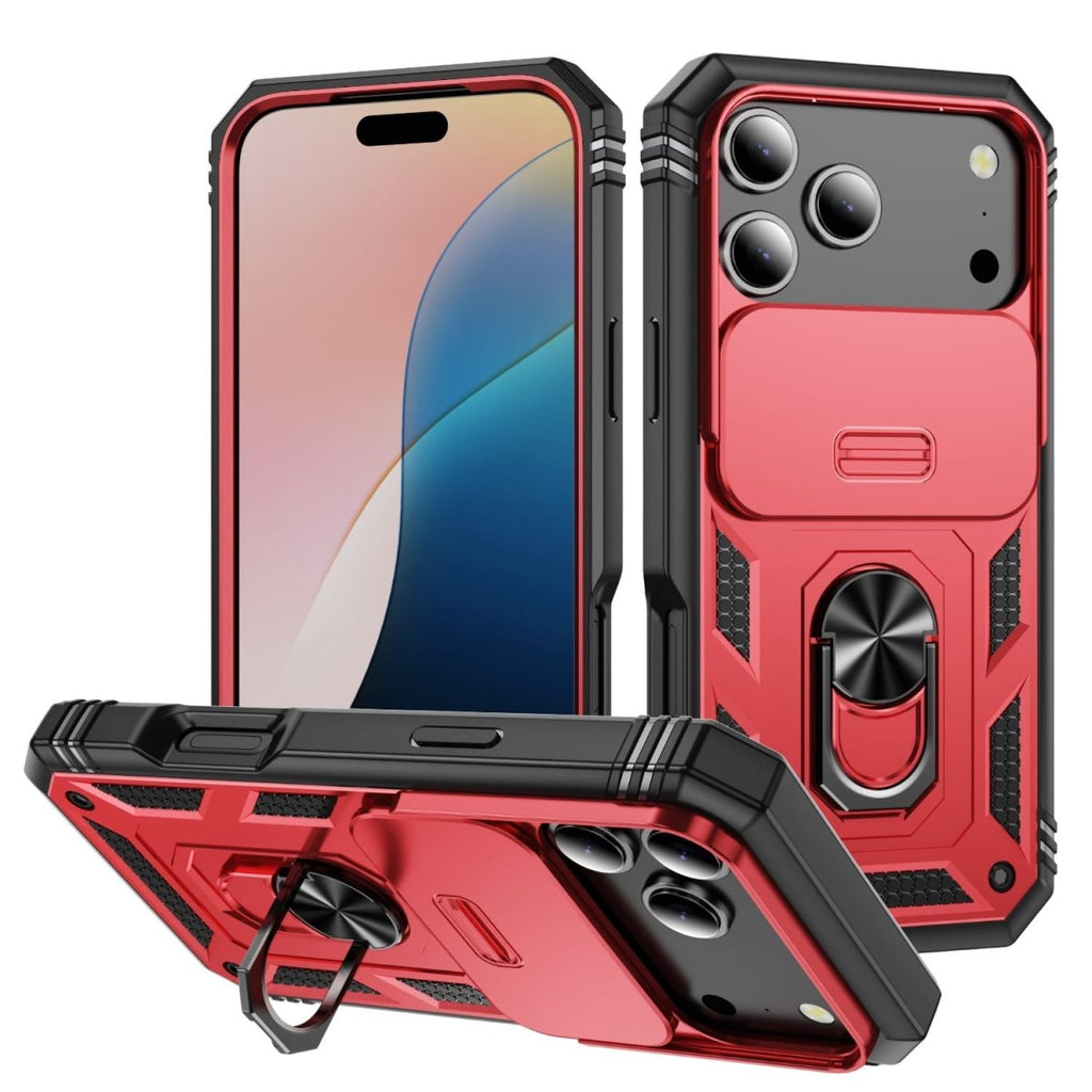 Heavy Duty iPhone Case Sliding Camera Cover Ring Stand