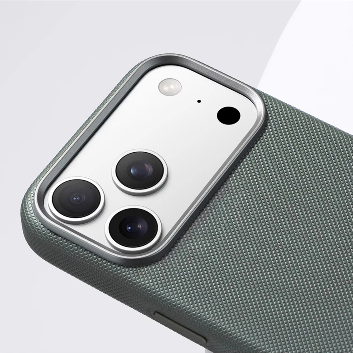 Woven Twill Texture iPhone Case with Metal Style Camera Frame and Button Covers