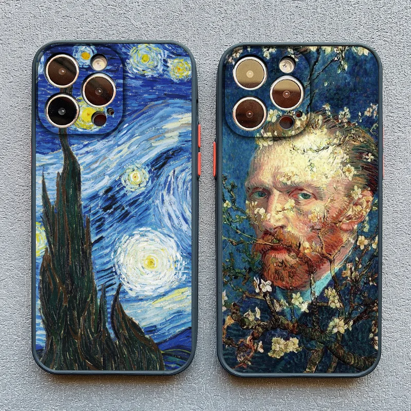 Famous Oil Painting iPhone Case Van Gogh Art Collection with Raised Camera Frame and Lens Guard