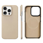 Premium Grain Leather Look iPhone Case Open Edge Design with Exposed Buttons