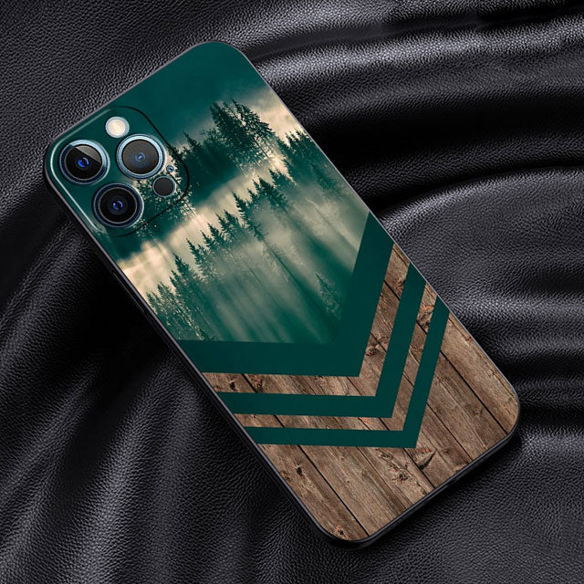 Foggy Forest Wood Texture iPhone Case