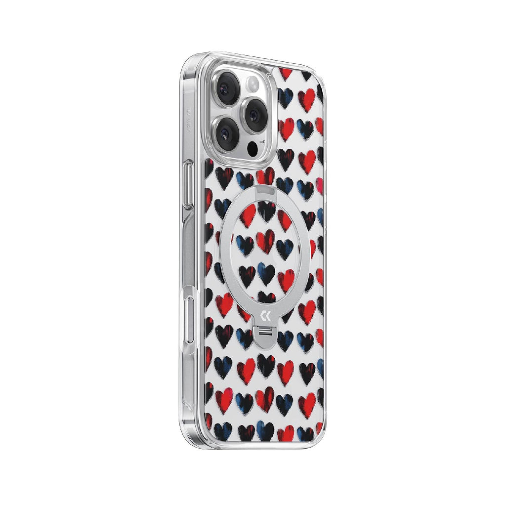 Heart Pattern MagSafe iPhone Case with Ring Stand