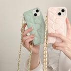 Quilted Crossbody iPhone Case with Card Holder Wallet and Detachable Chain Strap