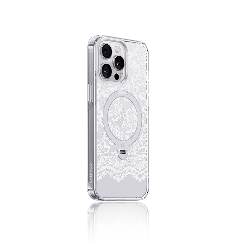 Lace Pattern MagSafe iPhone Case with Ring Stand