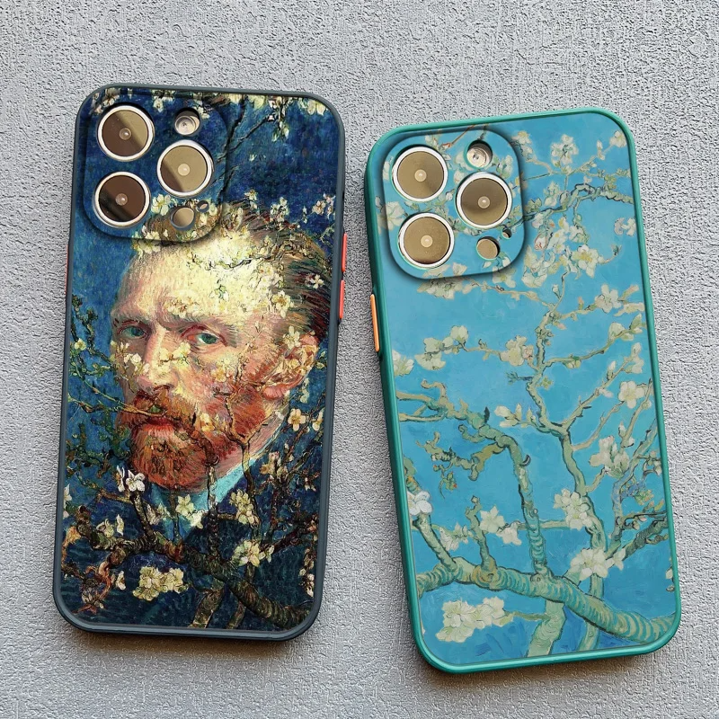Famous Oil Painting iPhone Case Van Gogh Art Collection with Raised Camera Frame and Lens Guard