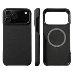 Premium Grain Leather Look iPhone Case Open Edge Design with Exposed Buttons