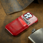 Glossy Leather iPhone Case with Dual Card Slots