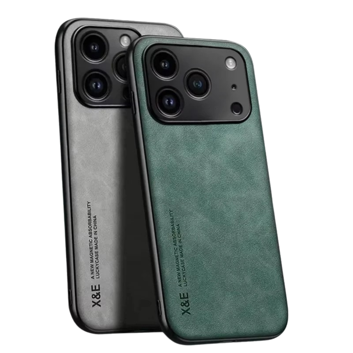 Suede Leather Texture MagSafe iPhone Case with Metal Style Camera Frame and Lens Guard