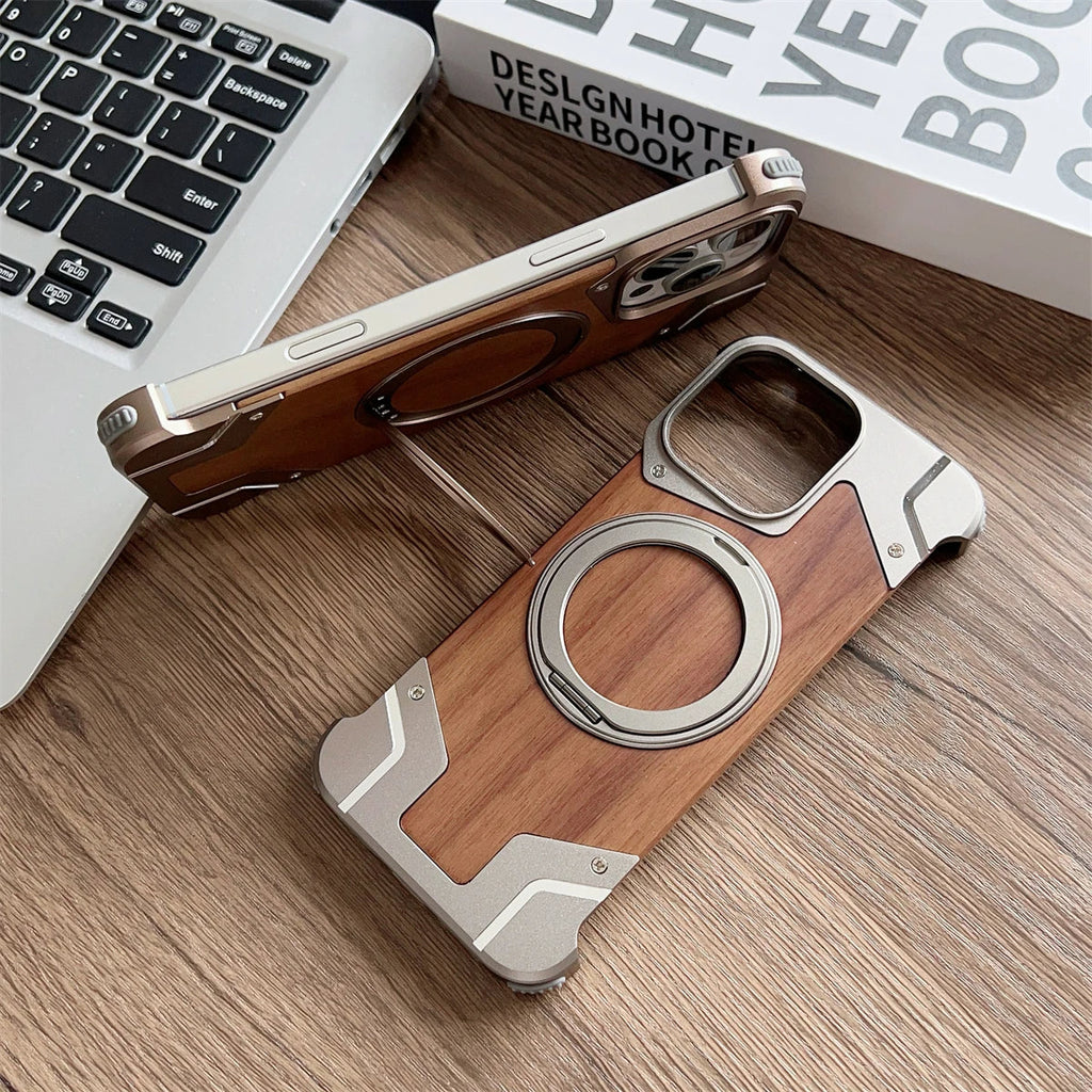 Wood MagSafe iPhone Case with Ring Stand