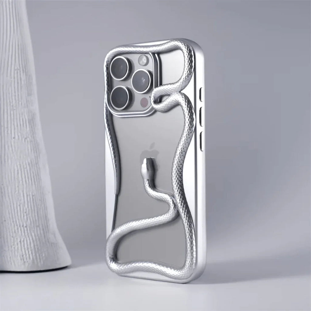 3D Snake Design iPhone Case with Textured Scale Finish & Camera Lens Protection