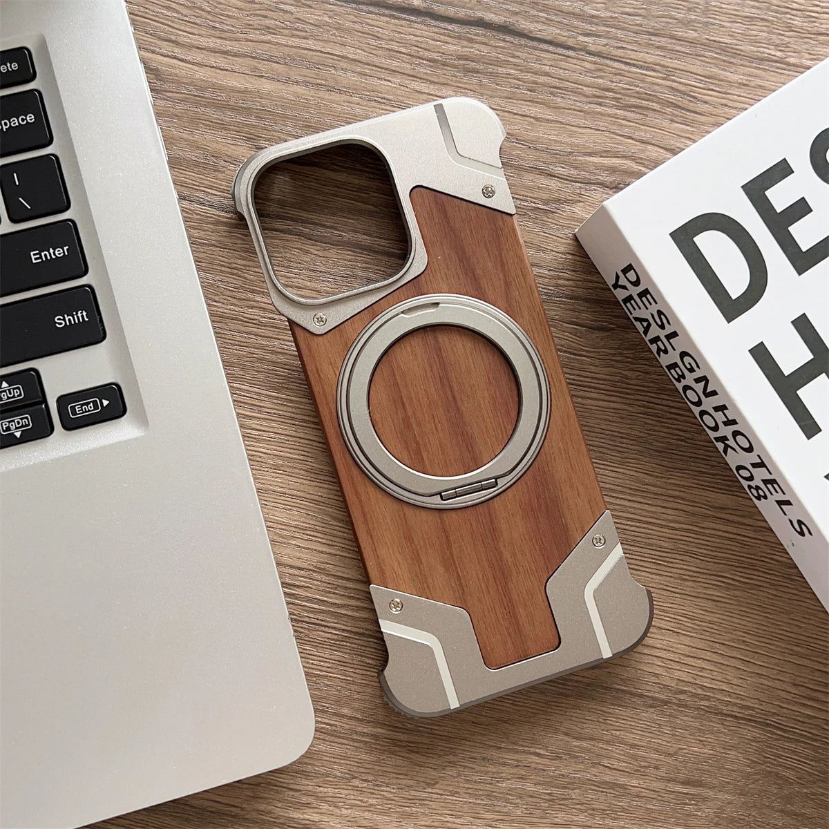 Wood MagSafe iPhone Case with Ring Stand