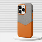 Two-Tone Leather iPhone Case with Stitched Detail & Camera Protection