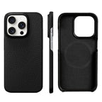 Premium Grain Leather Look iPhone Case Open Edge Design with Exposed Buttons