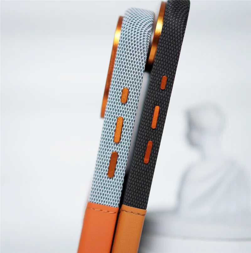 Two Tone Hybrid iPhone Case Woven Textile Leather Panel Slim Protective Cover