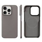 Premium Grain Leather Look iPhone Case Open Edge Design with Exposed Buttons