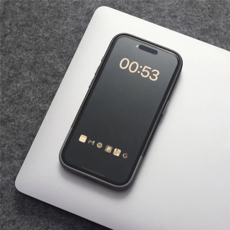 Two Tone Textured iPhone Case with Leather Panel and Metal Style Camera Frame